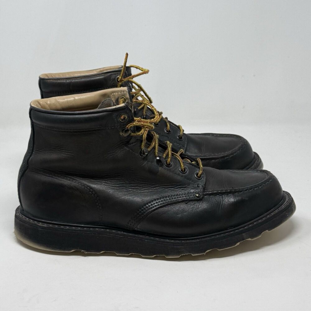 Carolina Soft Moc Toe Wedge Work Boots Mens 13 Black Burnished Leather USA Made